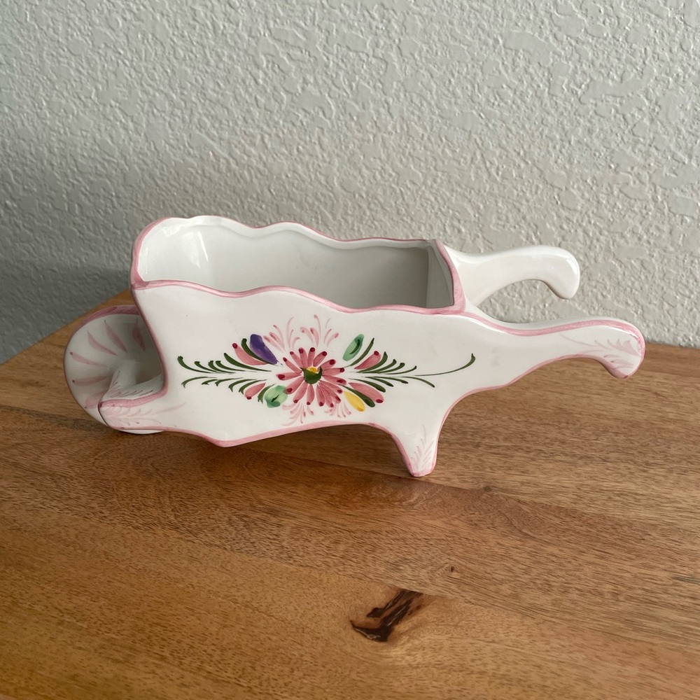 Hand painted Portuguese Ceramic Wheelbarrow